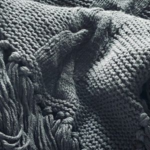 EUC I.N.C. S/M Black Cable Knit Poncho